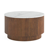 The Harvard Walnut & Marble Top Round Coffee Table