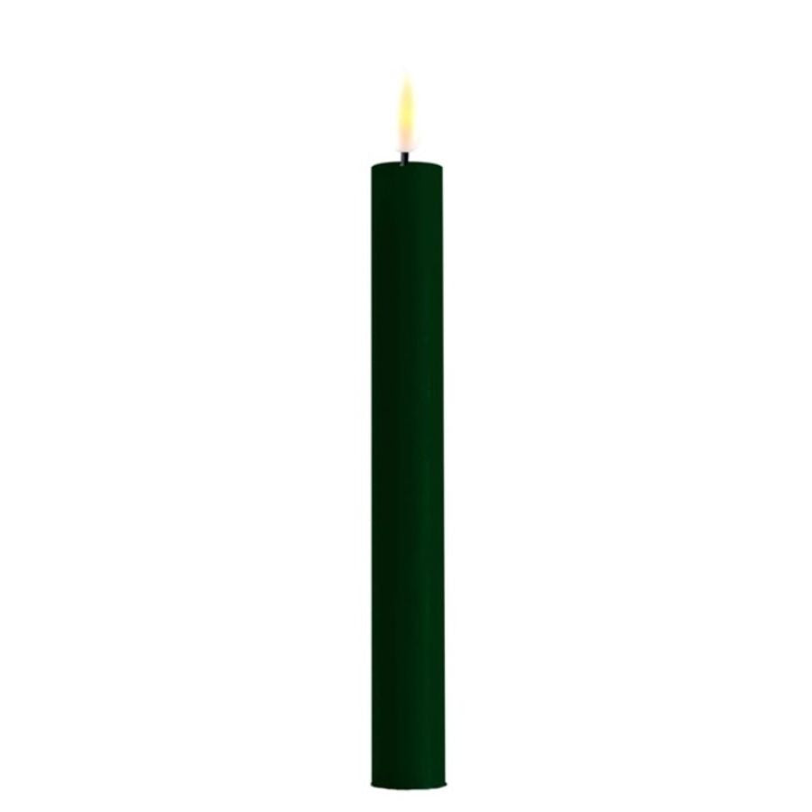 Dark Green LED Dinner Candle D: 2,2 * 24 cm (2 pcs)