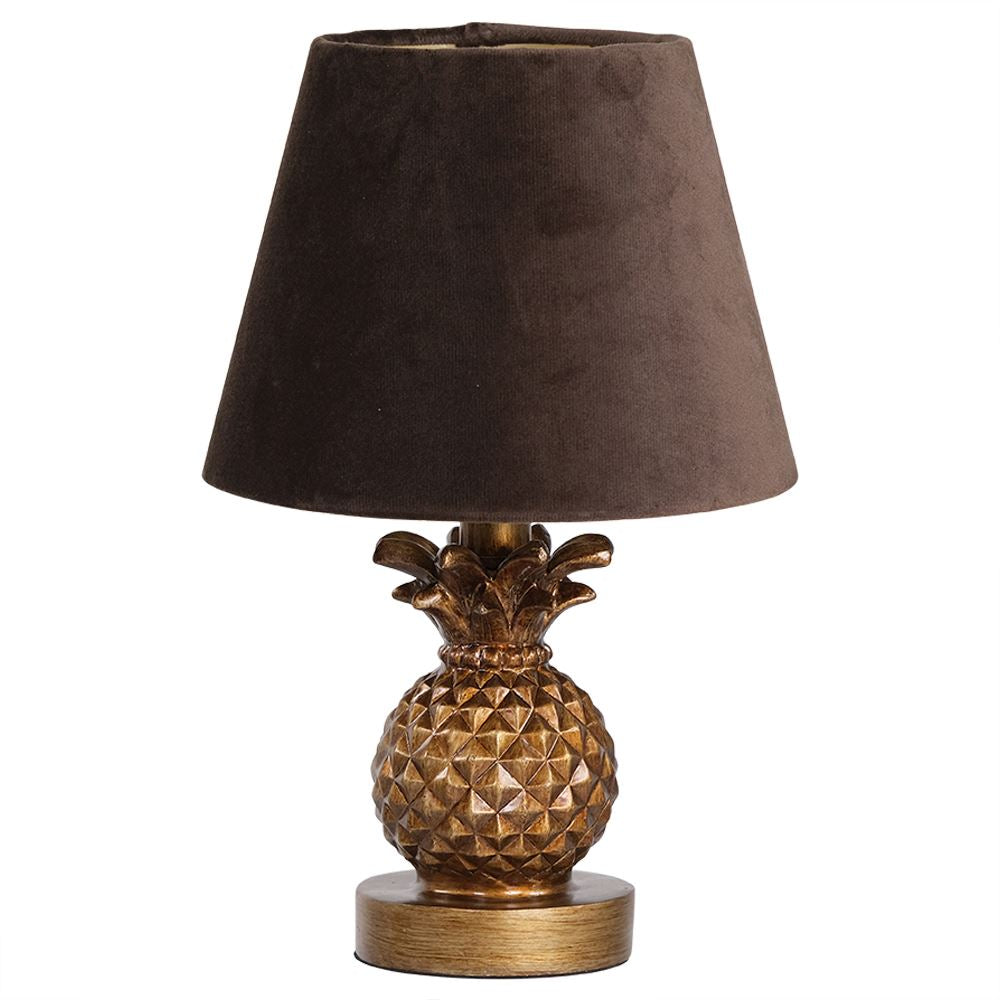 Gold Pineapple Lamp with Mocha Shade