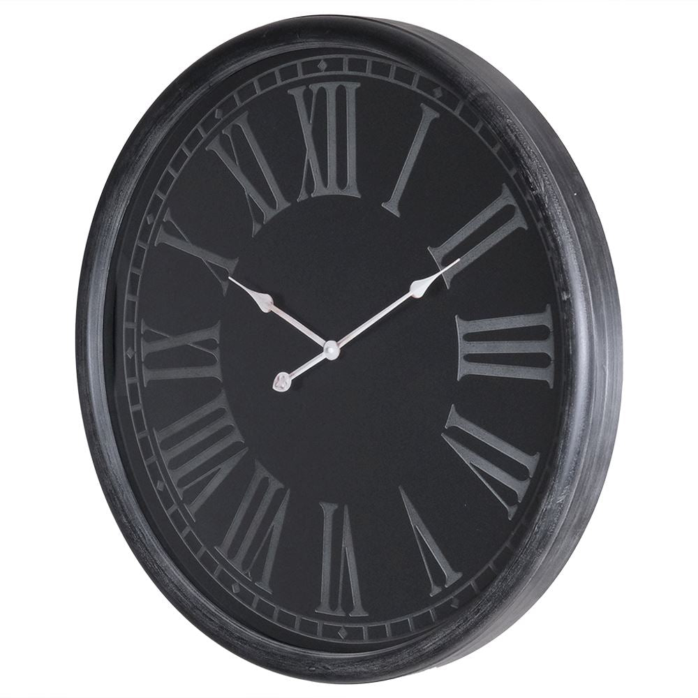 Black and Silver Round Wall Clock