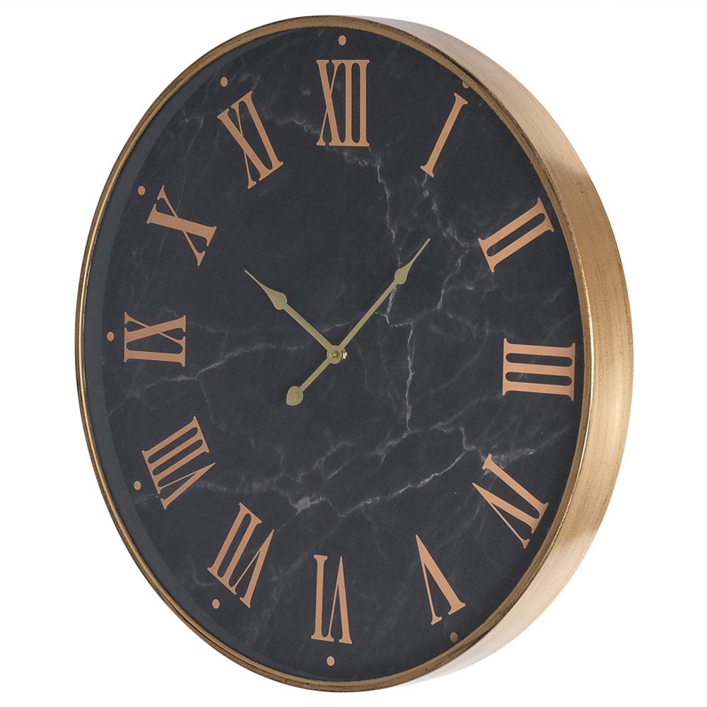 Black Mable Effect Round Wall Clock