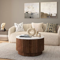 The Harvard Walnut & Marble Top Round Coffee Table