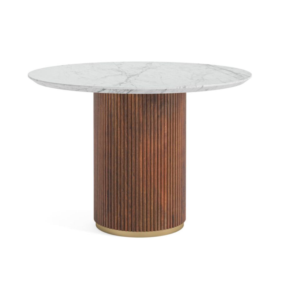 The Harvard Walnut & Marble Top Round Dining Table
