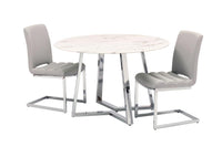 Storm Round Dining Table & 4 Grey Chairs