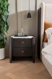 Rhodes 2 Drawer Bedside Table Ebony