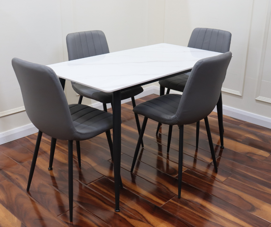 Altea 1.3m Dining Table & 4 Grey Chairs