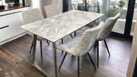 Alden Marble Dining Table + 4 Dining Chairs